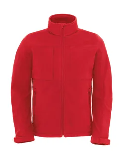 B&C Heren softshell jack met capuchon in Red, voorkant