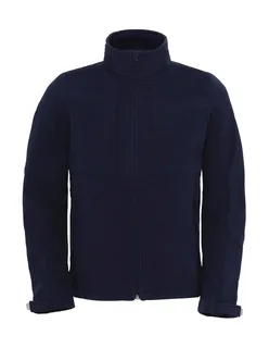 B&C Heren softshell jack met capuchon in Navy, voorkant