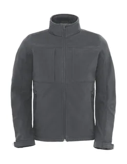B&C Heren softshell jack met capuchon in Dark Grey, voorkant