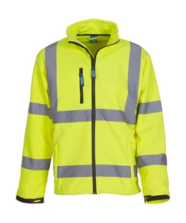 Yoko Fluo softshell jacket in Fluo Yellow, voorkant
