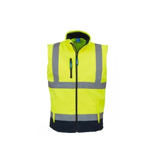 Yoko Fluo Softshell Bodywarmer in Fluo Yellow/Navy, voorkant