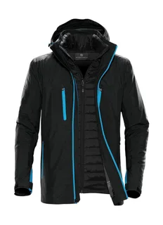 Stormtech Men's Matrix System jacket in Black/Electric Blue, voorkant
