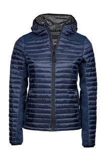 Tee Jays Women's Crossover hooded outdoor jacket in Navy/Navy Melange, voorkant