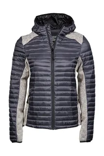 Tee Jays Women's Crossover hooded outdoor jacket in Space Grey/Grey Melange, voorkant