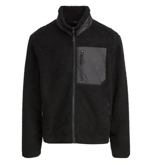 Build Your Brand Sherpa jack met bonding in Black, voorkant