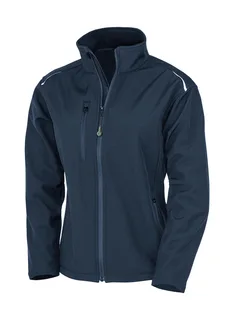 Result Recycled Dames gerecycled 3-laags bedrukbaar softshell jack in Navy, voorkant