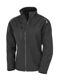 Result Recycled Dames gerecycled 3-laags bedrukbaar softshell jack in Black, voorkant