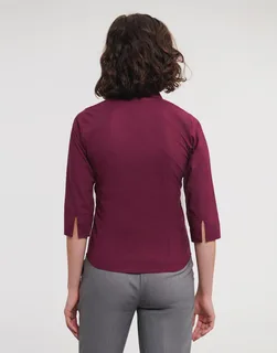 Russell Collection Dames getailleerde blouse met driekwartmouw, kreukarm – foto 1
