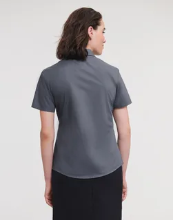 Russell Collection Dames poplin blouse met korte mouwen – foto 1
