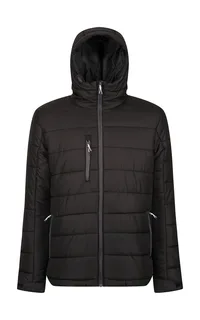Regatta Professional Men's Navigate thermal hooded jacket in Black/Seal Grey, voorkant