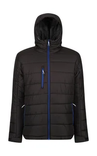 Regatta Professional Men's Navigate thermal hooded jacket in Black/New Royal, voorkant