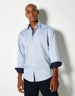 Kustom Kit Premium oxford overhemd met contrast, tailored fit – foto 1