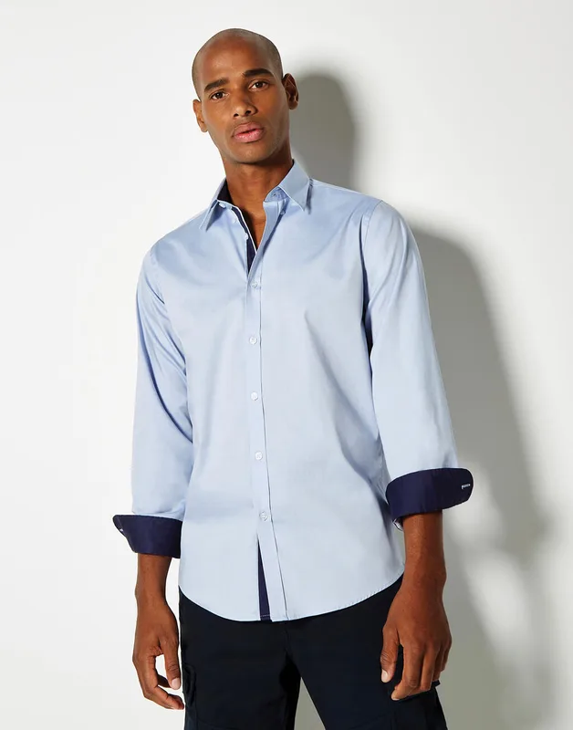 Kustom Kit Premium oxford overhemd met contrast, tailored fit