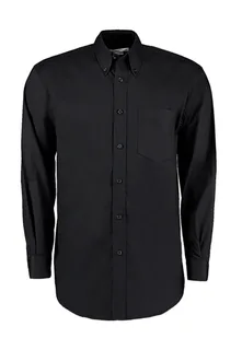 Kustom Kit Premium oxford overhemd, classic fit in Black, voorkant