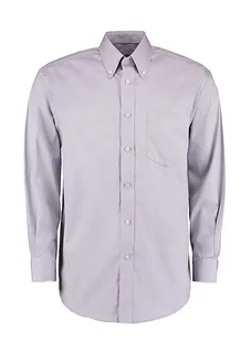 Kustom Kit Premium oxford overhemd, classic fit in Silver Grey, voorkant
