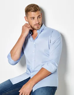 Kustom Kit Slim-fit long-sleeved stretch oxford shirt – foto 1