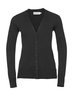 Russell Collection Dames gebreid vest met V-hals in Charcoal Marl, voorkant