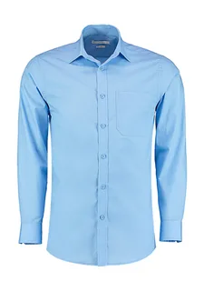Kustom Kit Poplin overhemd, tailored fit in Light Blue, voorkant