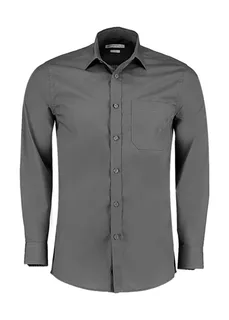 Kustom Kit Poplin overhemd, tailored fit in Graphite, voorkant