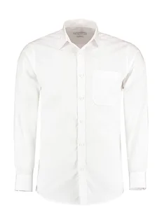 Kustom Kit Poplin overhemd, tailored fit in White, voorkant