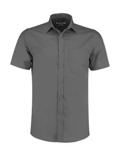 Kustom Kit Tailored-fit short-sleeved poplin shirt in Graphite, voorkant
