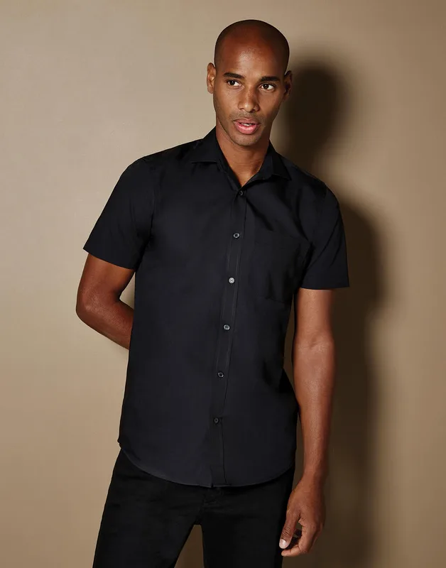 Kustom Kit Poplin overhemd met korte mouwen, tailored fit