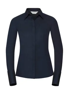 Russell Collection Women's long-sleeved stretch blouse in Bright Navy, voorkant