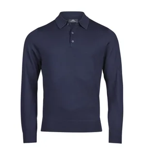 Tee Jays Gebreide polo in Navy, voorkant