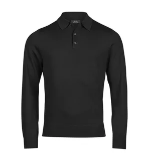 Tee Jays Gebreide polo in Black, voorkant