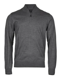 Tee Jays Heren trui met halve rits in Grey Melange, voorkant