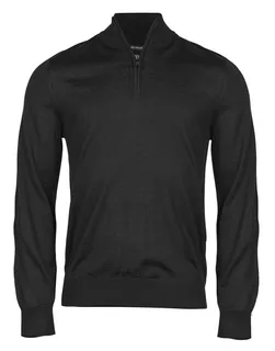 Tee Jays Heren trui met halve rits in Black, voorkant