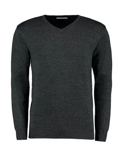 Kustom Kit Arundel V-neck sweater, classic fit in Graphite, voorkant