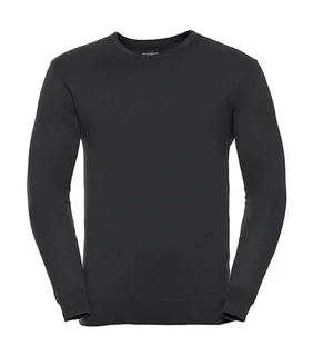 Russell Collection Heren gebreide trui met V-hals in Black, voorkant