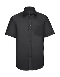 Russell Collection Men's short-sleeved non-iron shirt in Black, voorkant