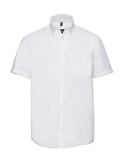 Russell Collection Men's short-sleeved non-iron shirt in White, voorkant