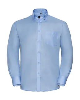 Russell Collection Men's long-sleeved non-iron shirt in Bright Sky, voorkant