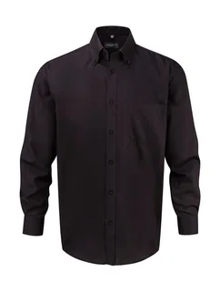 Russell Collection Men's long-sleeved non-iron shirt in Black, voorkant