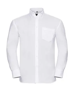 Russell Collection Men's long-sleeved non-iron shirt in White, voorkant
