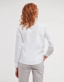 Russell Collection Dames poplin blouse van katoen met lange mouwen, kreukarm – foto 1