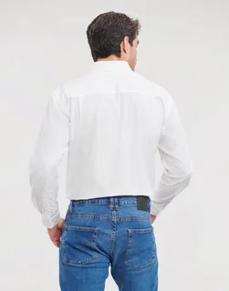Russell Collection Heren poplin overhemd van katoen met lange mouwen, kreukarm – foto 1