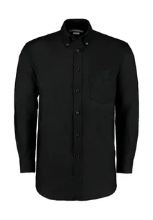 Kustom Kit Workwear oxford overhemd, classic fit in Black, voorkant
