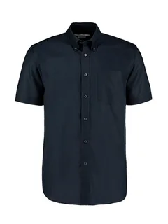 Kustom Kit Workwear short-sleeved oxford shirt, classic fit in French Navy, voorkant