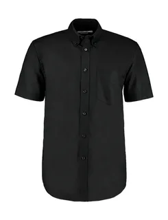 Kustom Kit Workwear short-sleeved oxford shirt, classic fit in Black, voorkant