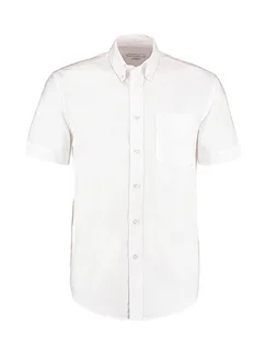 Kustom Kit Workwear short-sleeved oxford shirt, classic fit in White, voorkant