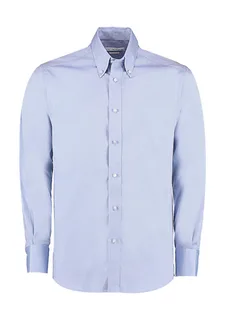 Kustom Kit Premium oxford overhemd, tailored fit in Light Blue, voorkant