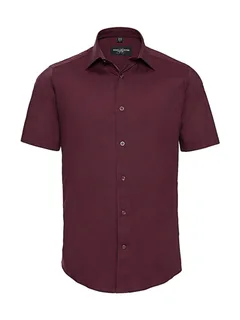 Russell Collection Men's tailored short-sleeved shirt, easy-care in Port, voorkant