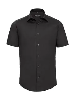Russell Collection Men's tailored short-sleeved shirt, easy-care in Black, voorkant