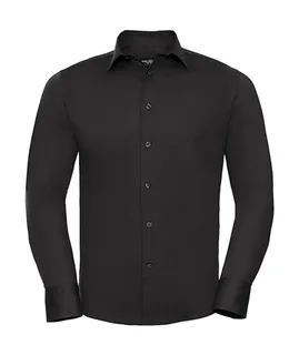 Russell Collection Men's tailored long-sleeved shirt, easy-care in Black, voorkant