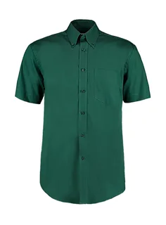 Kustom Kit Premium oxford overhemd met korte mouwen, classic fit in Bottle Green, voorkant