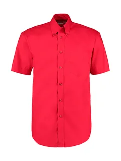 Kustom Kit Premium oxford overhemd met korte mouwen, classic fit in Red, voorkant